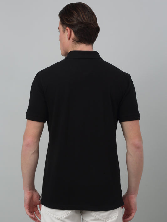 Men's Black Regular Fit Solid Half Sleeve Casual T-Shirt