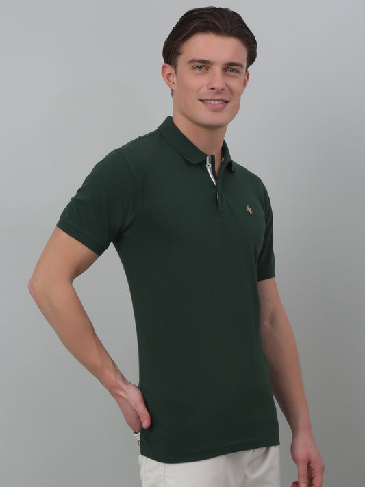 T-Shirt for Men | Breathable & Soft with Color Fastness Regular Fit Polo Neck Poly Cotton Fabric Solid Pattern