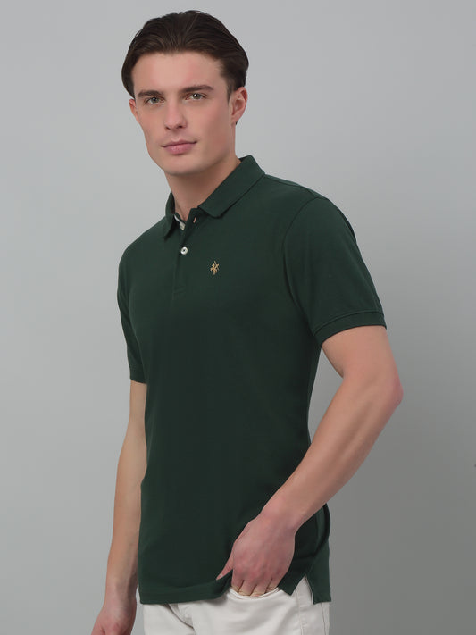 T-Shirt for Men | Breathable & Soft with Color Fastness Regular Fit Polo Neck Poly Cotton Fabric Solid Pattern