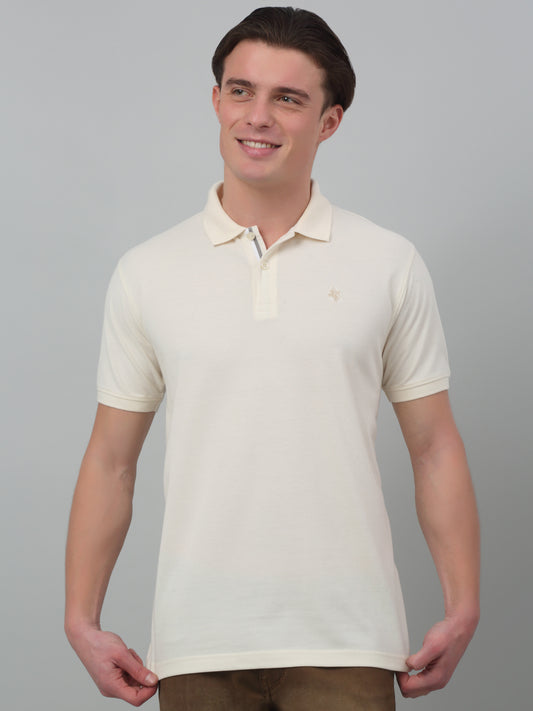 T-Shirt for Men | Breathable & Soft with Color Fastness Regular Fit Polo Neck Poly Cotton Fabric Solid Pattern