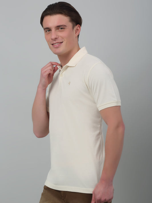 T-Shirt for Men | Breathable & Soft with Color Fastness Regular Fit Polo Neck Poly Cotton Fabric Solid Pattern