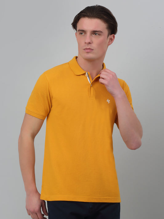 T-Shirt for Men | Breathable & Soft with Color Fastness Regular Fit Polo Neck Poly Cotton Fabric Solid Pattern