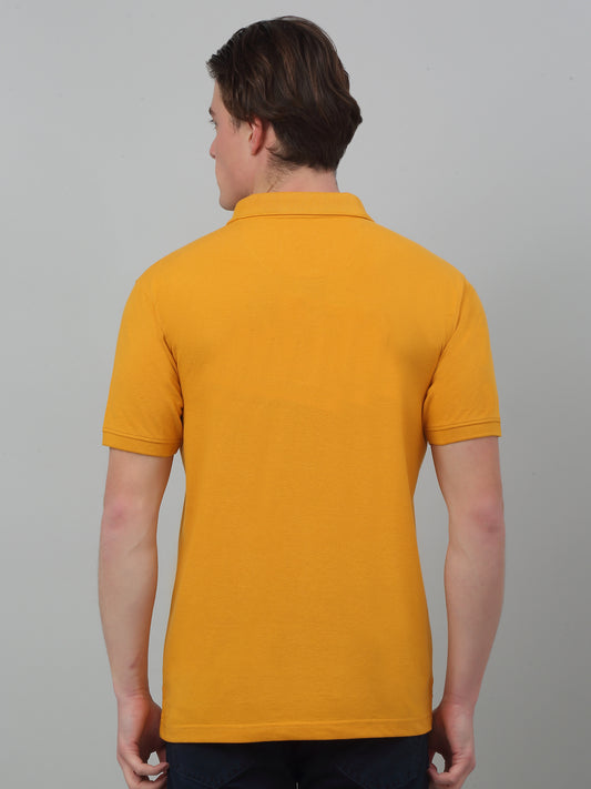 T-Shirt for Men | Breathable & Soft with Color Fastness Regular Fit Polo Neck Poly Cotton Fabric Solid Pattern