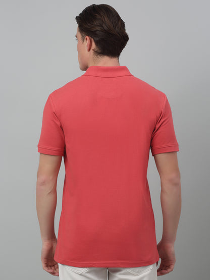 Men's Rose Pink Polo neck Half Sleeve T-Shirt