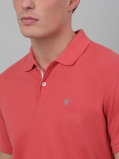 Men's Rose Pink Polo neck Half Sleeve T-Shirt