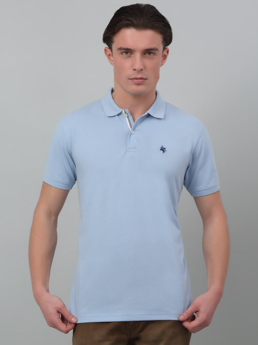 T-Shirt for Men | Breathable & Soft with Color Fastness Regular Fit Polo Neck Poly Cotton Fabric Solid Pattern