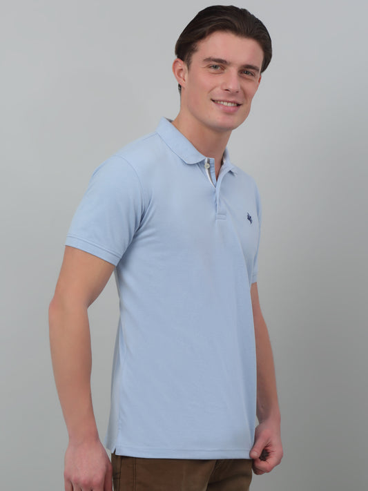 T-Shirt for Men | Breathable & Soft with Color Fastness Regular Fit Polo Neck Poly Cotton Fabric Solid Pattern