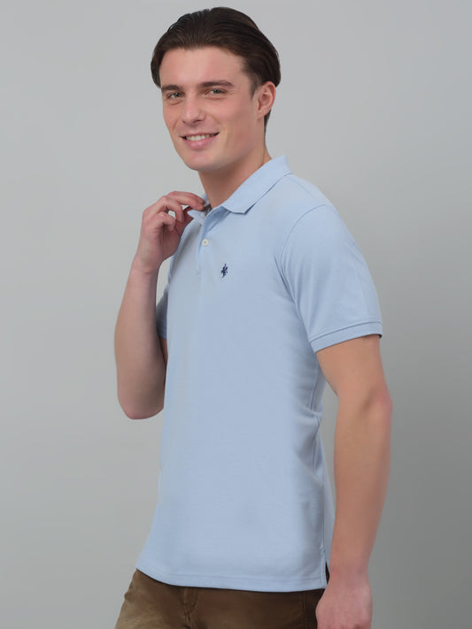 T-Shirt for Men | Breathable & Soft with Color Fastness Regular Fit Polo Neck Poly Cotton Fabric Solid Pattern