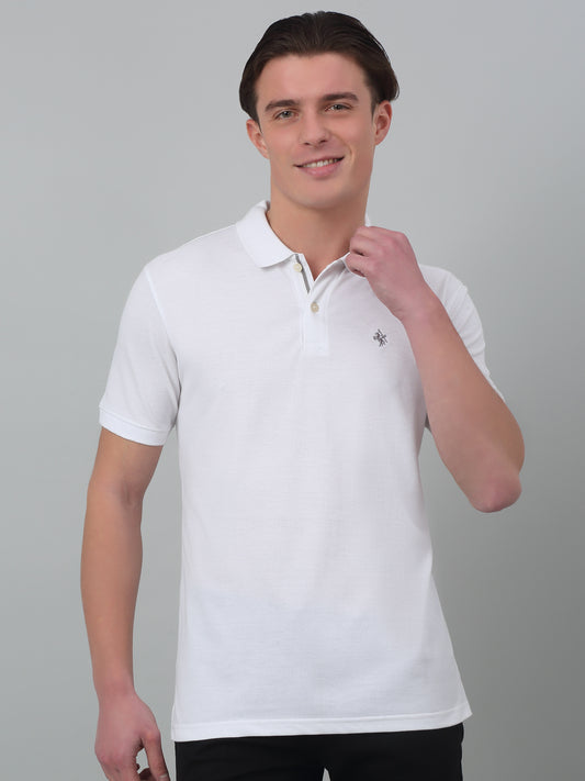 T-Shirt for Men | Breathable & Soft with Color Fastness Regular Fit Polo Neck Poly Cotton Fabric Solid Pattern