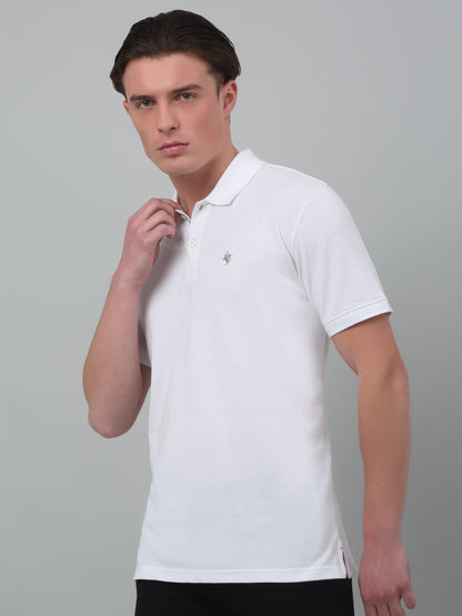 Men's White  Polo neck Half Sleeve T-Shirt