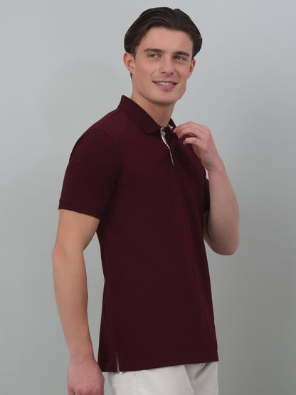 Men's White  Polo neck Half Sleeve T-Shirt