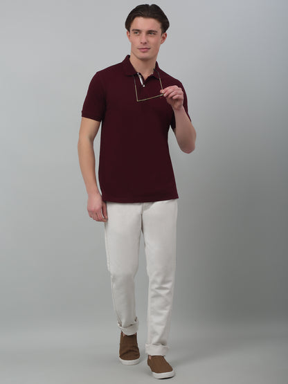 Men's White  Polo neck Half Sleeve T-Shirt