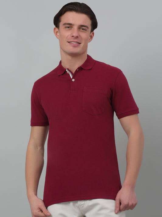 T-Shirt for Men | Breathable & Soft with Color Fastness Regular Fit Polo Neck Poly Cotton Fabric Solid Pattern
