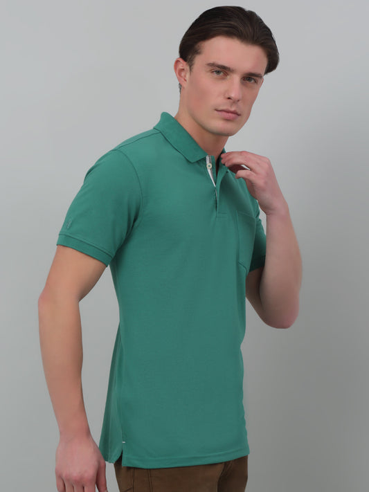 T-Shirt for Men | Breathable & Soft with Color Fastness Regular Fit Polo Neck Poly Cotton Fabric Solid Pattern
