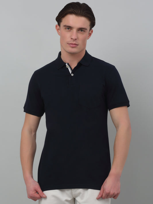 T-Shirt for Men | Breathable & Soft with Color Fastness Regular Fit Polo Neck Poly Cotton Fabric Solid Pattern