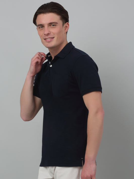 T-Shirt for Men | Breathable & Soft with Color Fastness Regular Fit Polo Neck Poly Cotton Fabric Solid Pattern