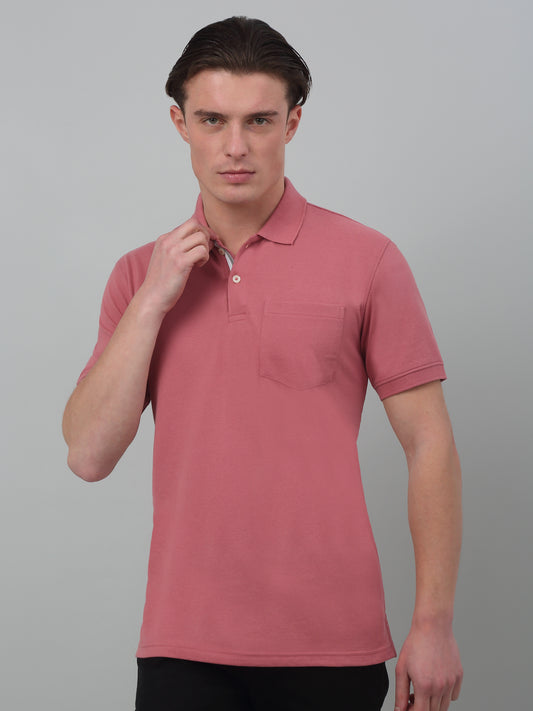 T-Shirt for Men | Breathable & Soft with Color Fastness Regular Fit Polo Neck Poly Cotton Fabric Solid Pattern