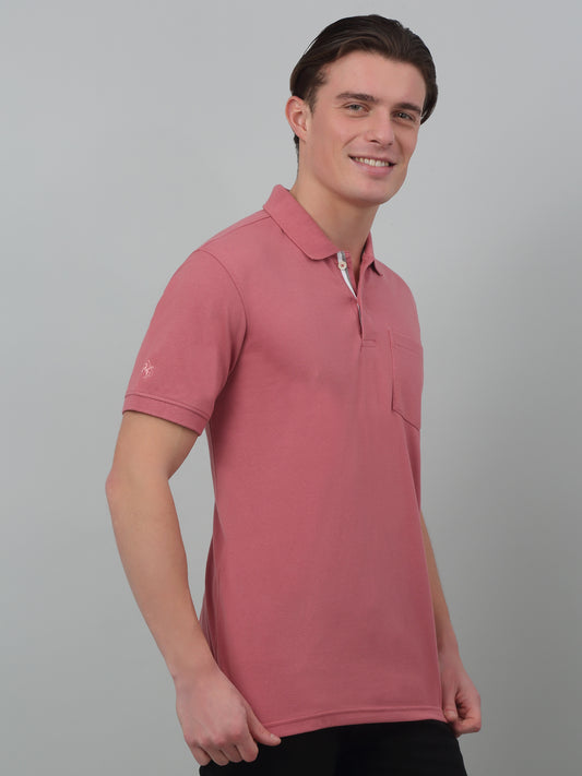 T-Shirt for Men | Breathable & Soft with Color Fastness Regular Fit Polo Neck Poly Cotton Fabric Solid Pattern
