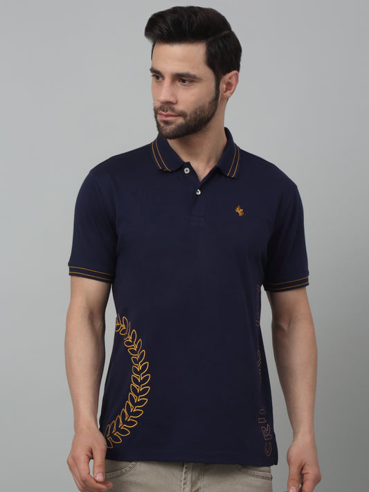T-Shirt for Men | Breathable & Soft with Color Fastness Regular Fit Polo Neck Poly Cotton Fabric Printed Pattern