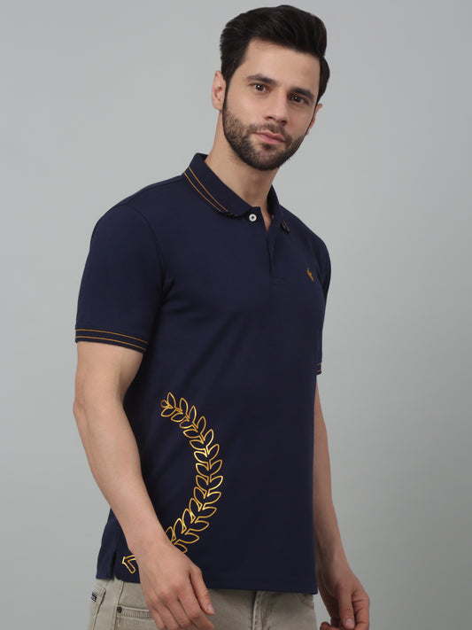 T-Shirt for Men | Breathable & Soft with Color Fastness Regular Fit Polo Neck Poly Cotton Fabric Printed Pattern