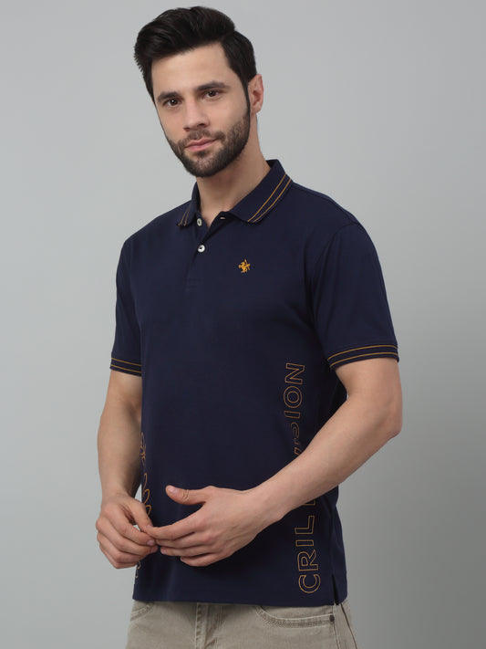 T-Shirt for Men | Breathable & Soft with Color Fastness Regular Fit Polo Neck Poly Cotton Fabric Printed Pattern
