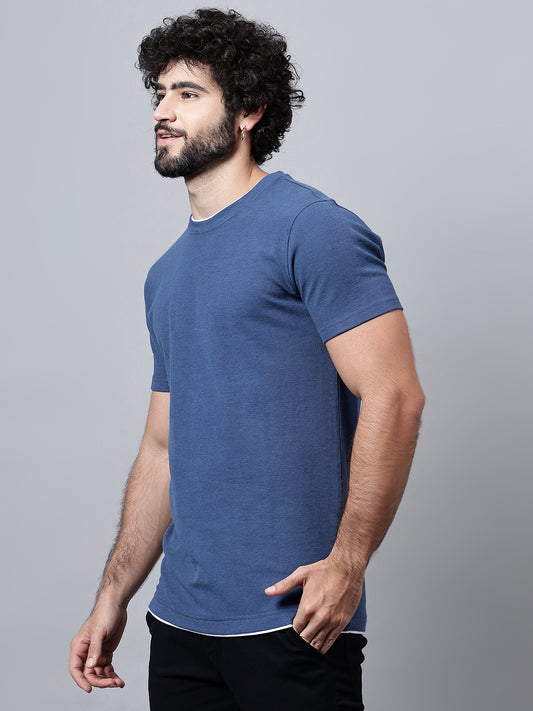 T-Shirt for Men | Breathable & Soft with Color Fastness Regular Fit Round Neck Poly Cotton Fabric Solid Pattern