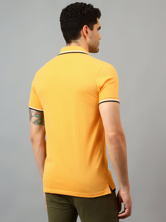 T-Shirt for Men | Breathable & Soft with Color Fastness Regular Fit Polo Neck Poly Cotton Fabric Solid Pattern