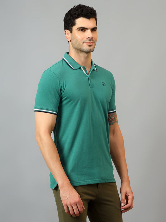 T-Shirt for Men | Breathable & Soft with Color Fastness Regular Fit Polo Neck Poly Cotton Fabric Solid Pattern