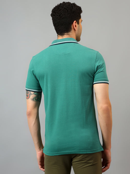 T-Shirt for Men | Breathable & Soft with Color Fastness Regular Fit Polo Neck Poly Cotton Fabric Solid Pattern
