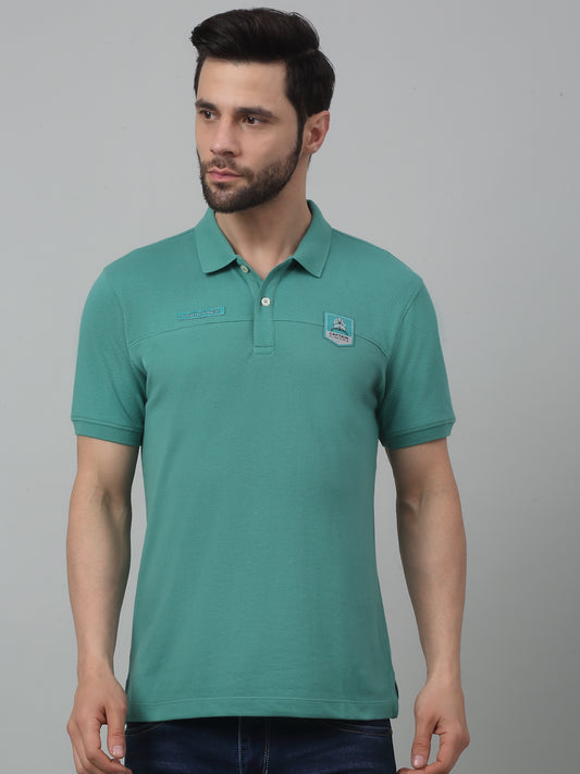 T-Shirt for Men | Breathable & Soft with Color Fastness Regular Fit Polo Neck Poly Cotton Fabric Solid Pattern