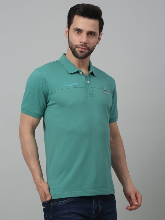 T-Shirt for Men | Breathable & Soft with Color Fastness Regular Fit Polo Neck Poly Cotton Fabric Solid Pattern