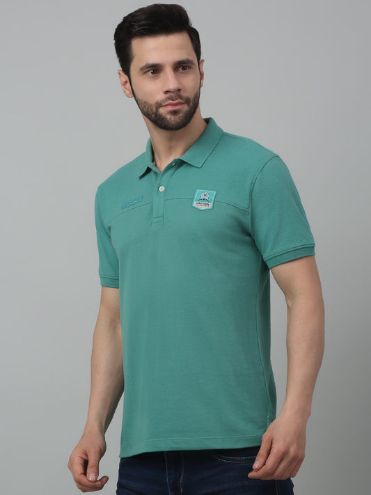 T-Shirt for Men | Breathable & Soft with Color Fastness Regular Fit Polo Neck Poly Cotton Fabric Solid Pattern