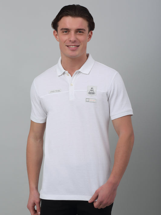 T-Shirt for Men | Breathable & Soft with Color Fastness Regular Fit Polo Neck Poly Cotton Fabric Solid Pattern
