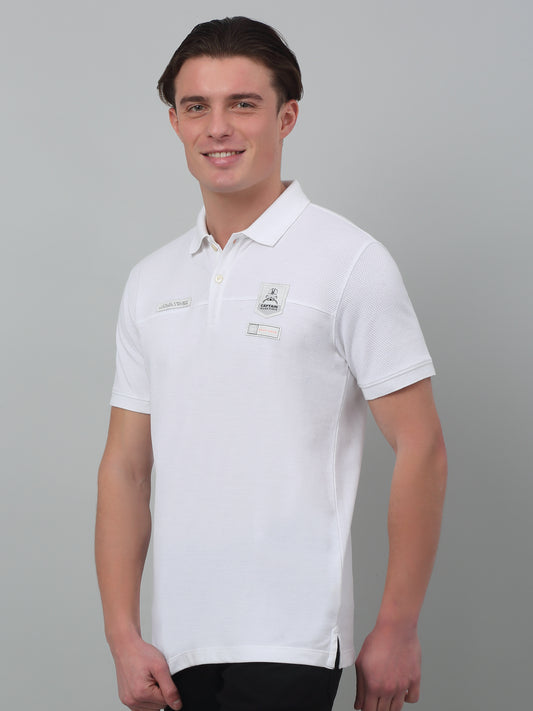 T-Shirt for Men | Breathable & Soft with Color Fastness Regular Fit Polo Neck Poly Cotton Fabric Solid Pattern