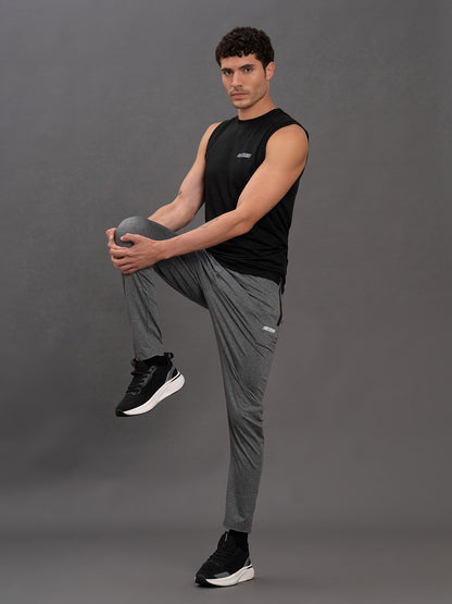 Men's Black Regular Fit Solid Sleeveless Casual T-Shirt