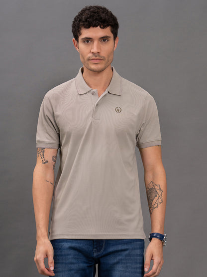 Men's Grey Regular Fit Solid Half Sleeve Casual T-Shirt