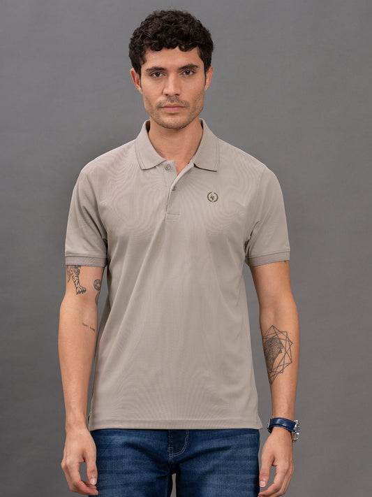 Men's Grey Regular Fit Solid Half Sleeve Casual T-Shirt