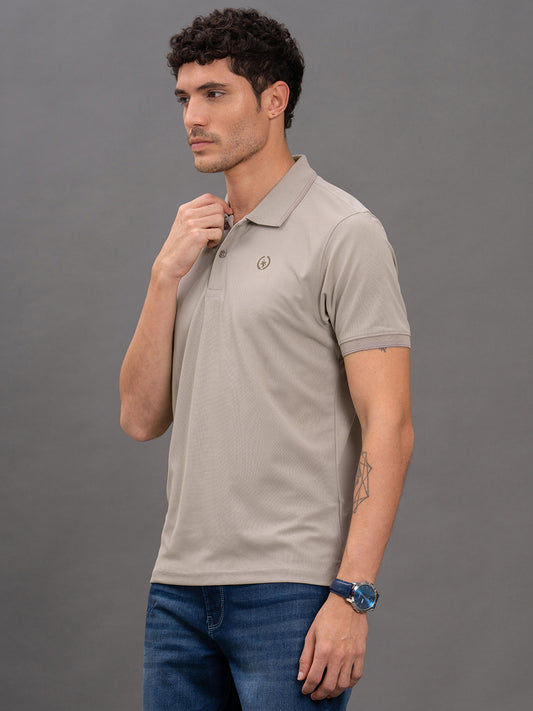 Men's Grey Regular Fit Solid Half Sleeve Casual T-Shirt