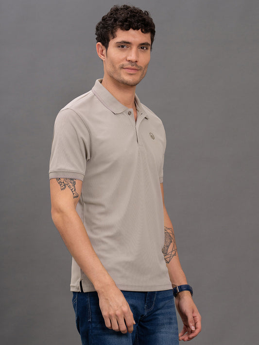 Men's Grey Regular Fit Solid Half Sleeve Casual T-Shirt