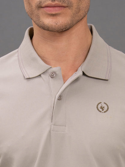 Men's Grey Regular Fit Solid Half Sleeve Casual T-Shirt