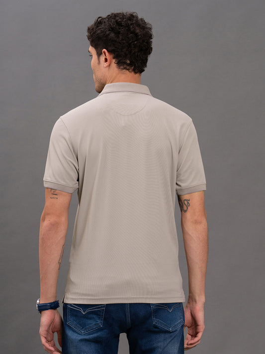 Men's Grey Regular Fit Solid Half Sleeve Casual T-Shirt