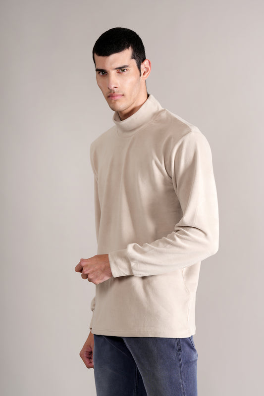 T-Shirt for Men | Breathable & Soft with Color Fastness Regular Fit High Neck Cotton Blend Fabric Solid Pattern