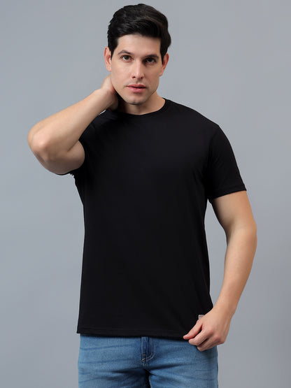 T-Shirt for Men | Breathable & Soft with Color Fastness Regular Fit Round Neck Poly Cotton Fabric Solid Pattern