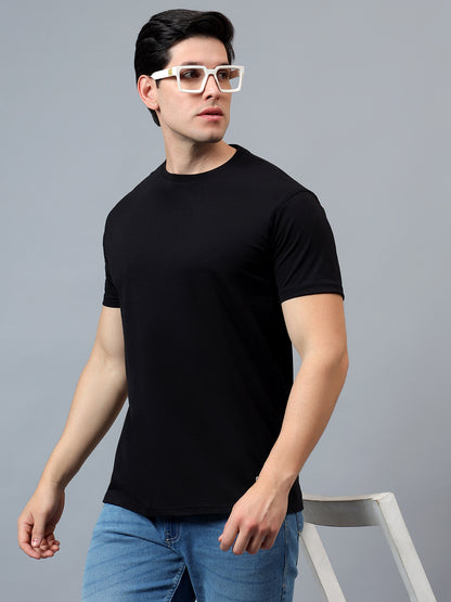 T-Shirt for Men | Breathable & Soft with Color Fastness Regular Fit Round Neck Poly Cotton Fabric Solid Pattern