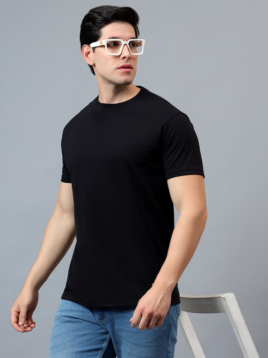 T-Shirt for Men | Breathable & Soft with Color Fastness Regular Fit Round Neck Poly Cotton Fabric Solid Pattern