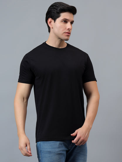 T-Shirt for Men | Breathable & Soft with Color Fastness Regular Fit Round Neck Poly Cotton Fabric Solid Pattern