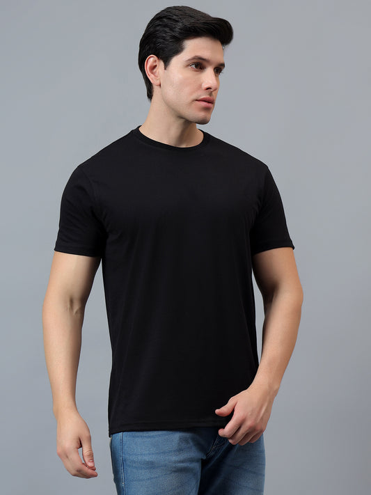 T-Shirt for Men | Breathable & Soft with Color Fastness Regular Fit Round Neck Poly Cotton Fabric Solid Pattern