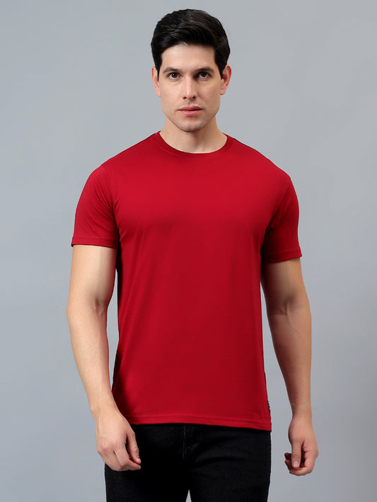 T-Shirt for Men | Breathable & Soft with Color Fastness Regular Fit Round Neck Poly Cotton Fabric Solid Pattern