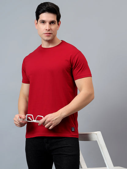 T-Shirt for Men | Breathable & Soft with Color Fastness Regular Fit Round Neck Poly Cotton Fabric Solid Pattern