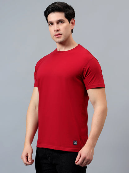 T-Shirt for Men | Breathable & Soft with Color Fastness Regular Fit Round Neck Poly Cotton Fabric Solid Pattern